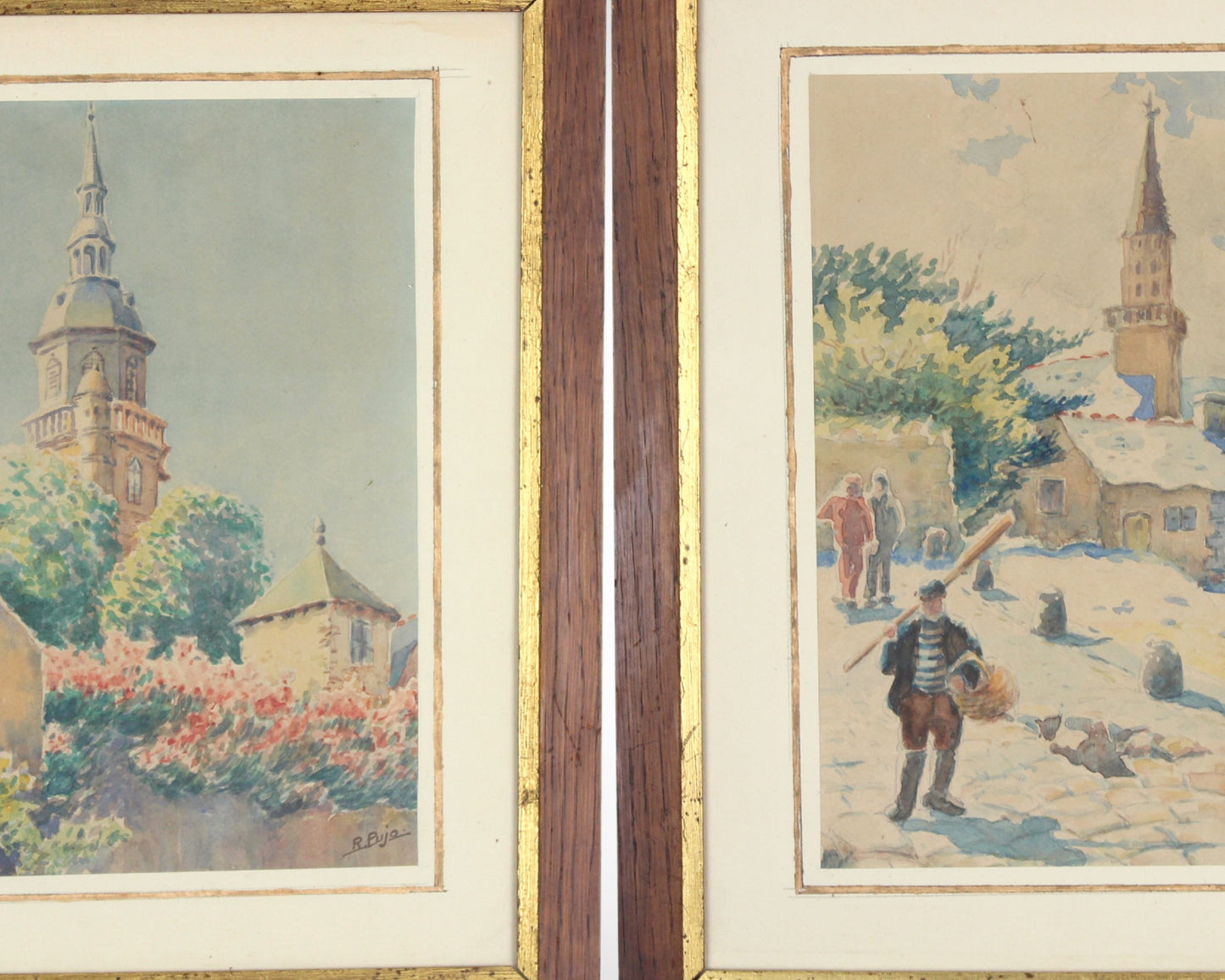 Pair of French Watercolour Paintings